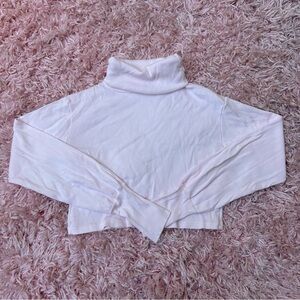 brandy melville baby pink fold over ribbed knit cropped turtleneck, size small